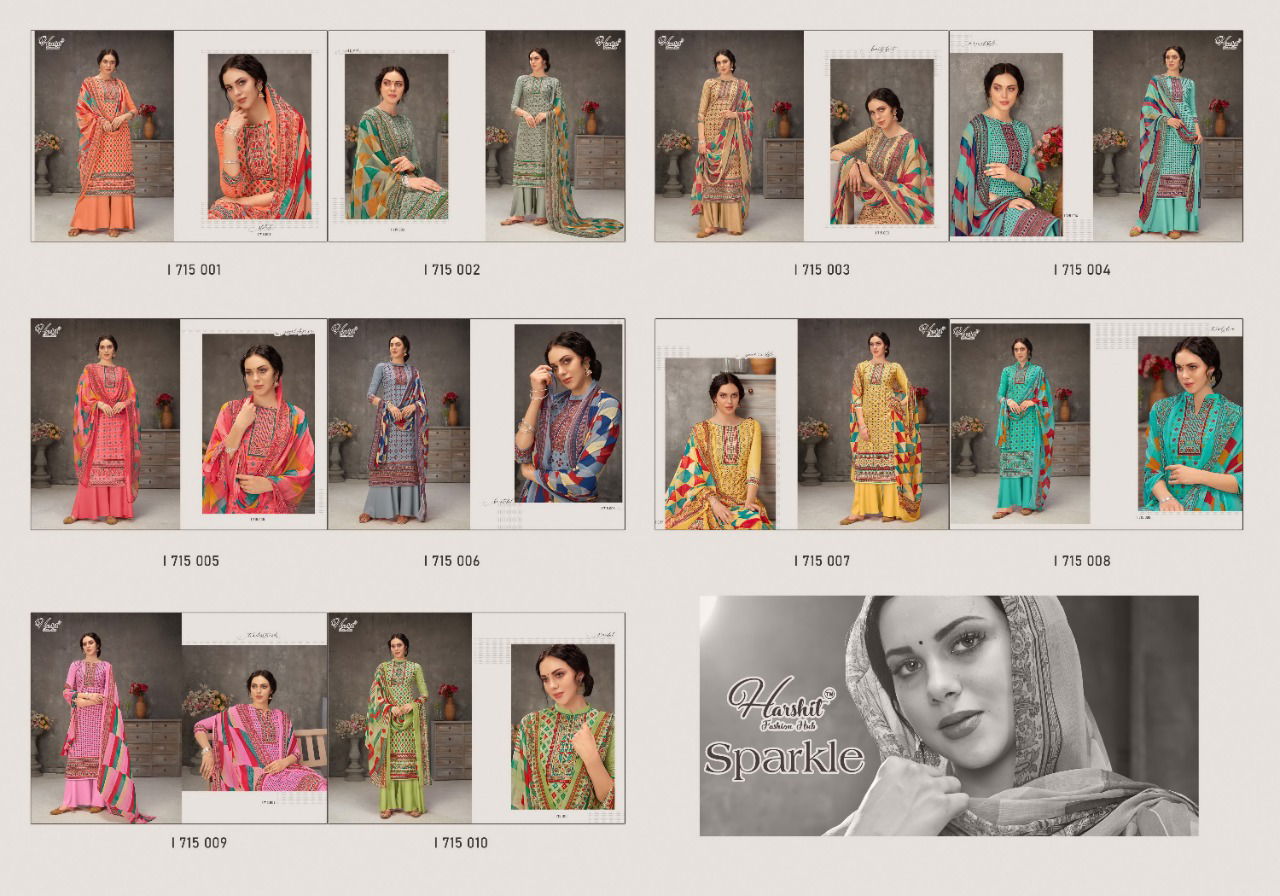  Harshit Sparkle Latest Fancy Designer Casual Wear Regular Pure Cambric Pure Jam Designers Dress Material Collection